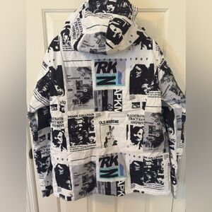 Riviyele Ski Suit Coat Graphic News Print Snow Boarding Winter, unisex. 2XL